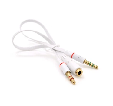 Cплиттер Jack 3.5 мама 4pin to 2*Jack 3.5 папа 3pin микрофон наушники 0,15м Voltronic White 20262