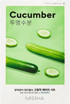 Тканинна маска з екстрактом огірка Missha Airy Fit Sheet Mask Cucumber 19g (847501-877203-2)