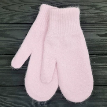 Варежки женские зимние M&JJ (ангора+вискоза+шерсть+ПА) One Size Розовый 4162
