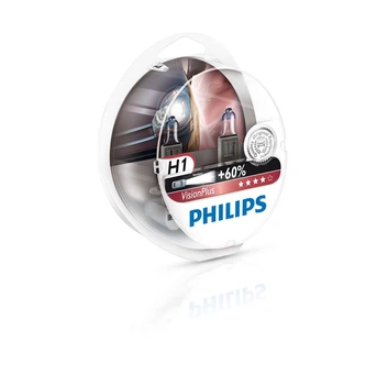 Комплект авто ламп H1 55W 12V +60% PHILIPS оригинал с гарантией! P14,5s VisionPlus