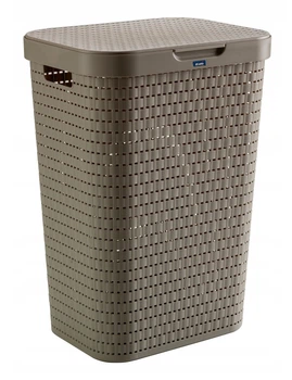 Корзина для белья с крышкой Rotho Country 55l капучино
