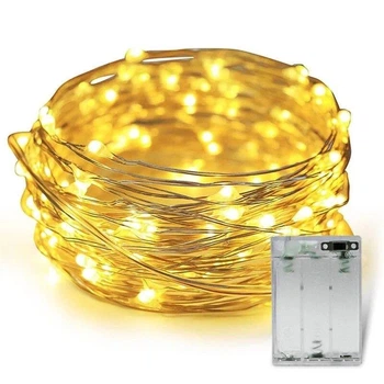 Светодиодная гирлянда 200led на батарейках 20 м для украшений окон и дома жёлтая гирлянда нить капли росы