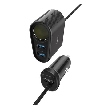 Адаптер автомобильный Hoco Companheiro Front and Rear Seat Cigarette Lighter Z35A |3USB, 2.4A, 100W| черный