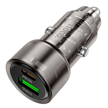 Адаптер автомобильный Hoco Spacious Car charger Z52 |1USB/1Type-C, 38W/3A, PD/QC| черный