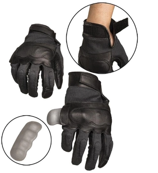 Перчатки тактические кожаные M Черные Mil-Tec TACTICAL GLOVES LEDER/ARAMID M SCHWARZ (12504202-8-M) M-T