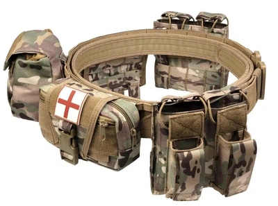 Тактичний пояс-розвантаження РПС YAKEDA WAR BELT MULTICAM з ременем, підсумками та стропами MOLLE Мультикам