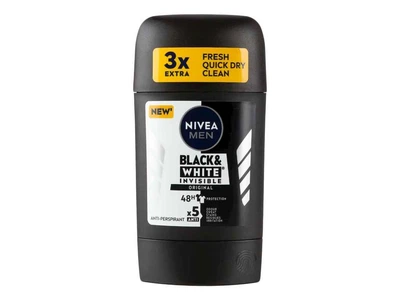 Антипреспірант твердий NIVEA 50мл для чоловіків Чорне та Біле Невидимий Original