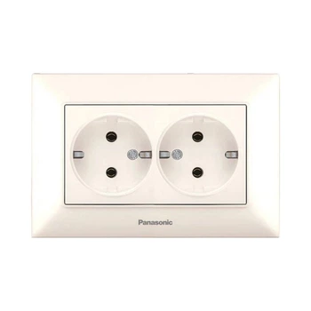 Розетка двойная с заземлением Panasonic Arkedia Slim кремовая