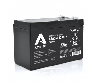 Аккумулятор AZBIST Super AGM ASAGM-1290F2, Black Case, 12 В 9 Ач
