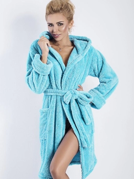 Халат жіночий теплий з капюшоном DKaren Housecoat Diana XL Turquoise (5902854754939)