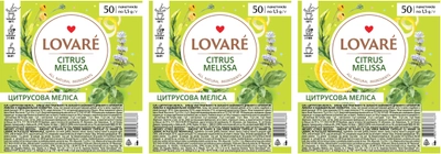 Бленд чаю трав'яного та зеленого Lovare Citrus Melissa 50 пакетиків х 3 шт (2000345447926)