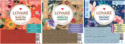 Комплект пакетованого чаю Lovare Асорті 3 види по 50 пакетів (2000345447865)