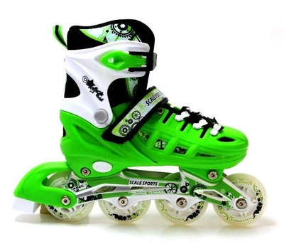 Раздвижные ролики для подростка 38-41 Scale Sports Green с подсветкой переднего колеса