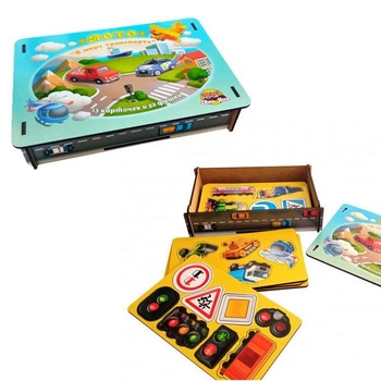 Настольная развивающая игра "Лото: транспорт" Ubumblebees (ПСФ082) PSF082, 52 фигурные фишки 4525451