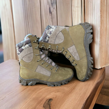 Берцы ботинки теплые Зима до - 25 Койот натуральная гидрофобная кожа+натуральная шерсть усиленная пятка и носок 48