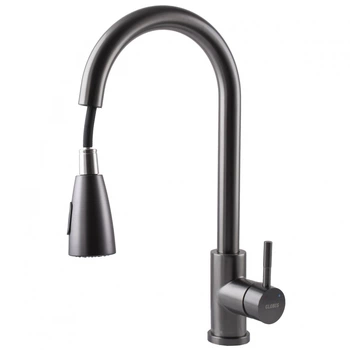 Смеситель кухонный Globus Lux ALPEN SBT1-2031-GP черная сталь pvd с выдвижным изливом