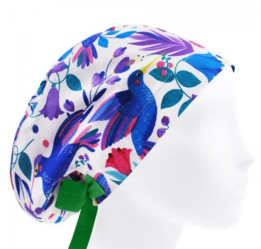 Медицинская шапочка женская HeadwearUniverse универсальная принт Колибри цветы