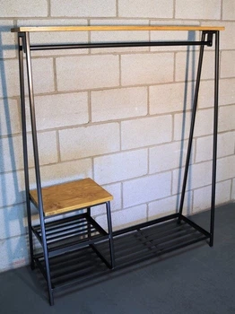 Дизайнерская Напольная вешалка в стиле Loft Design 120x40x180h Черный/Дерево ATL054