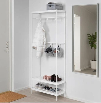 Дизайнерская Напольная вешалка в стиле Loft Design 80x40x180h Белый/Дерево ATL364