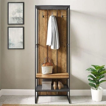 Дизайнерська Підлогова вішалка в стилі Loft Design 60x30x200h Чорний/Дерево ATL901