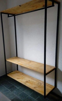 Дизайнерская Напольная вешалка в стиле Loft Design 160x40x180h Черный/Дерево ATL375