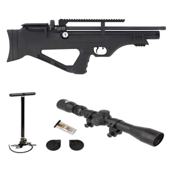 Пневматическая винтовка Hatsan FlashPup S Set с насосом ОП 4х32 предварительная накачка PCP 325 м/с ФлашПап Сет