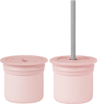 Чашка-контейнер с трубочкой силиконовая MinikOiOi Sip + Snack Pinky Pink (101100108)