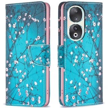 Чехол с рисунком Deexe Color Wallet для Honor 90 - Plum Blossom