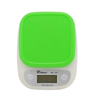 Кухонные весы Domotec Ms-125 до 7 кг с чашей и подсветкой, Зеленый