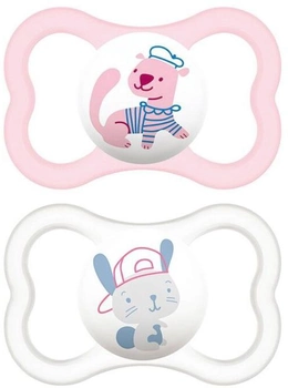 Smoczki dla dzieci Mam Baby Dummy Air 6+ Silicone Pink 2 szt (9001616716980)
