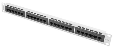 Патч-панель Lanberg 19" 1U 24 порти Cat 6 UTP Grey (PPU6-1024-S)