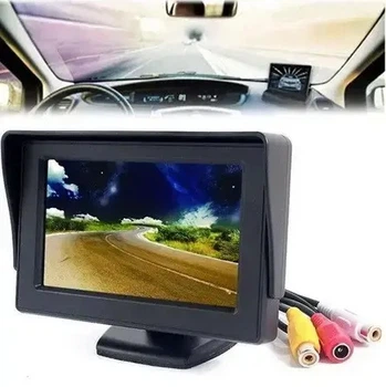 Автомобильный цветной монитор UKC дисплей LCD 4.3'' для двух автокамер Черный (12056)