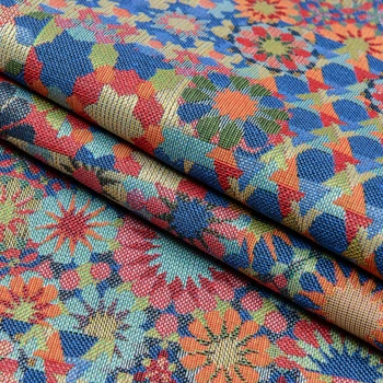 Ткань жаккард патч ромашки/ patch мультиколор (140см 288г/м² пог.м) (166710)