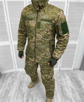 Армейский зимний водонепроницаемый костюм Softshell (куртка и штаны) на флисе и синтепоне (Камуфляж Пиксель) XL