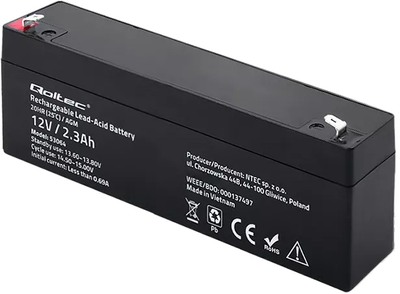 Акумуляторна батарея Qoltec AGM 12V-2.3Ah 34.5A (5901878530642)