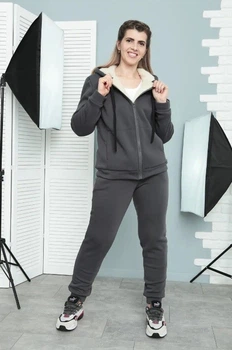 Теплый женский спортивный костюм Fashion на меху 42/44 графит