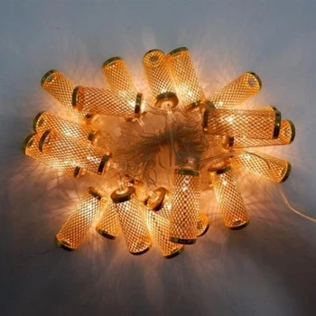 Гирлянда светодиодная на 2 м., 20 LED диодов (Цилиндр сетка) , провод гибкий прозрачный, свечение Желтое от 220В (на елку, штору, окно, стену)