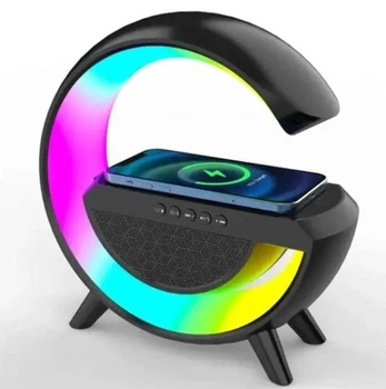 Настільна смарт-лампа/нічник G-Smart Light Sound Machine 3 в 1 з бездротовою зарядкою та вбудованою колонкою Чорний/Black (51367)