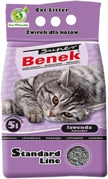 Żwirek dla kotów zbrylajacy Super Benek Standard Lawenda 5l (5905397010074)
