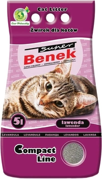 Żwirek dla kotów zbrylajacy Super Benek Compact Lawenda 5l (5905397010975)