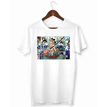 Футболка белая с аниме принтом "One Piece Ван-Пис Zoro Зоро (комикс)" Push IT XL
