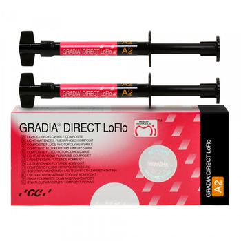 GRADIA DIRECT LoFlo текучий композит світлового затвердіння шприц (A2), 2x1.5 г, насадки