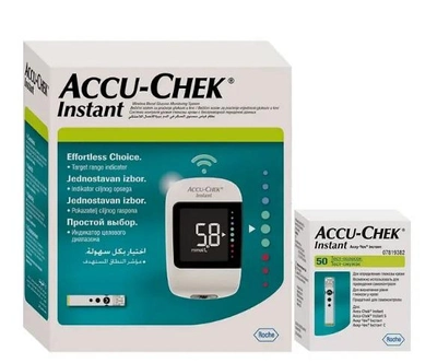 Глюкометр Акку-Чек Інстант (Accu-Chek Instant) + Тест-смужки Accu-Chek Instant, 50 шт.