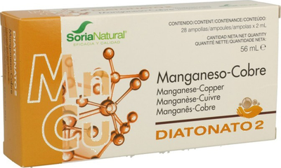 Suplementacja mineralna diety Soria Diatonato 2 Mangan-Cobre 28 Ampollas X 2ml (8422947170301)