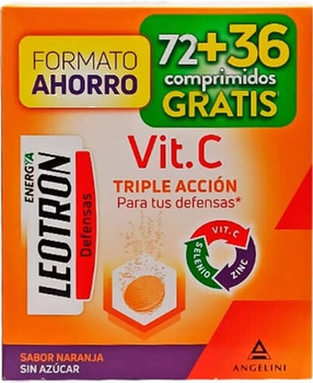 Комплекс вітамінів та мінералів Leotron Вітамін С 72+36 шипучих таблеток (8430992123128)