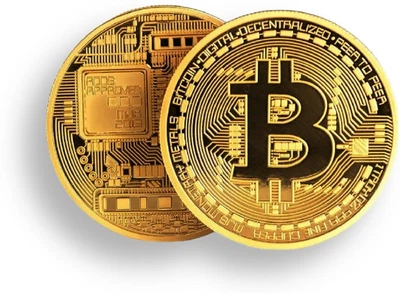 монета BTC Биткоин Bitcoin в капсуле gold