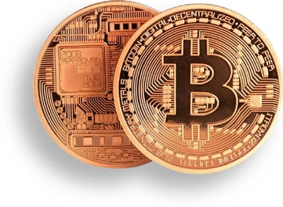 монета BTC Біткоїн Bitcoin в капсулі bronze