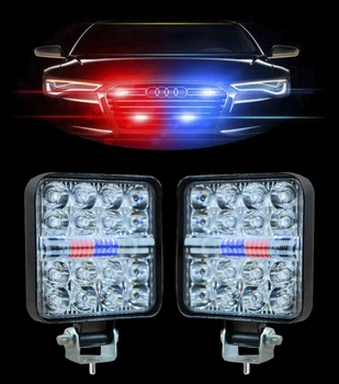 LED фары мигалки с переключением на красно синий стробоскоп! (ФСО) скорая 16диодов - 48W! 8,5*2см