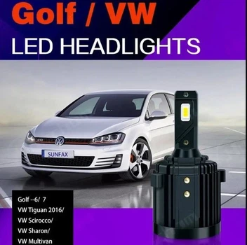Авто LED лампи H7 ближнє світло 12V на VW (GOLF, PASSAT, TIGUAN) Skoda CSP чіпи в рефлектор 6000K з обманками