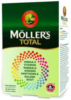 Kwasy tłuszczowe, witaminy i minerały Mollers Total Multivitamins + Omega-3 28 Tablets + 28 Pearls (5702071501725)